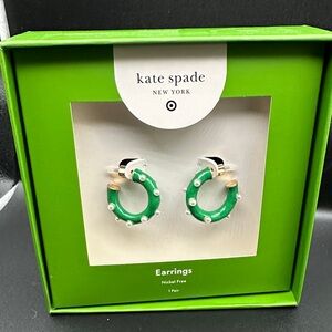 NWT Kate Spade Emerald Green Hoop Earrings